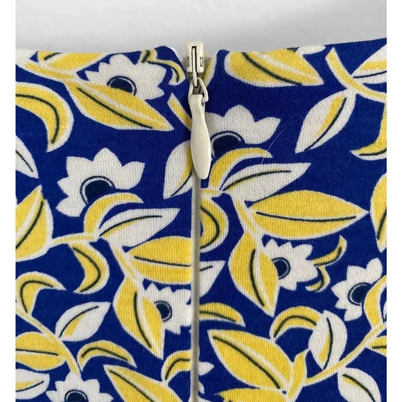 Max Mara Weekend Women's Blue Yellow Floral Printed V Neck Belted Midi Dress